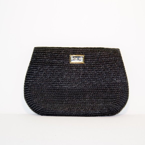 DELIX REY Black Straw Sea Shell Clutch RARE !! - Picture 4 of 5